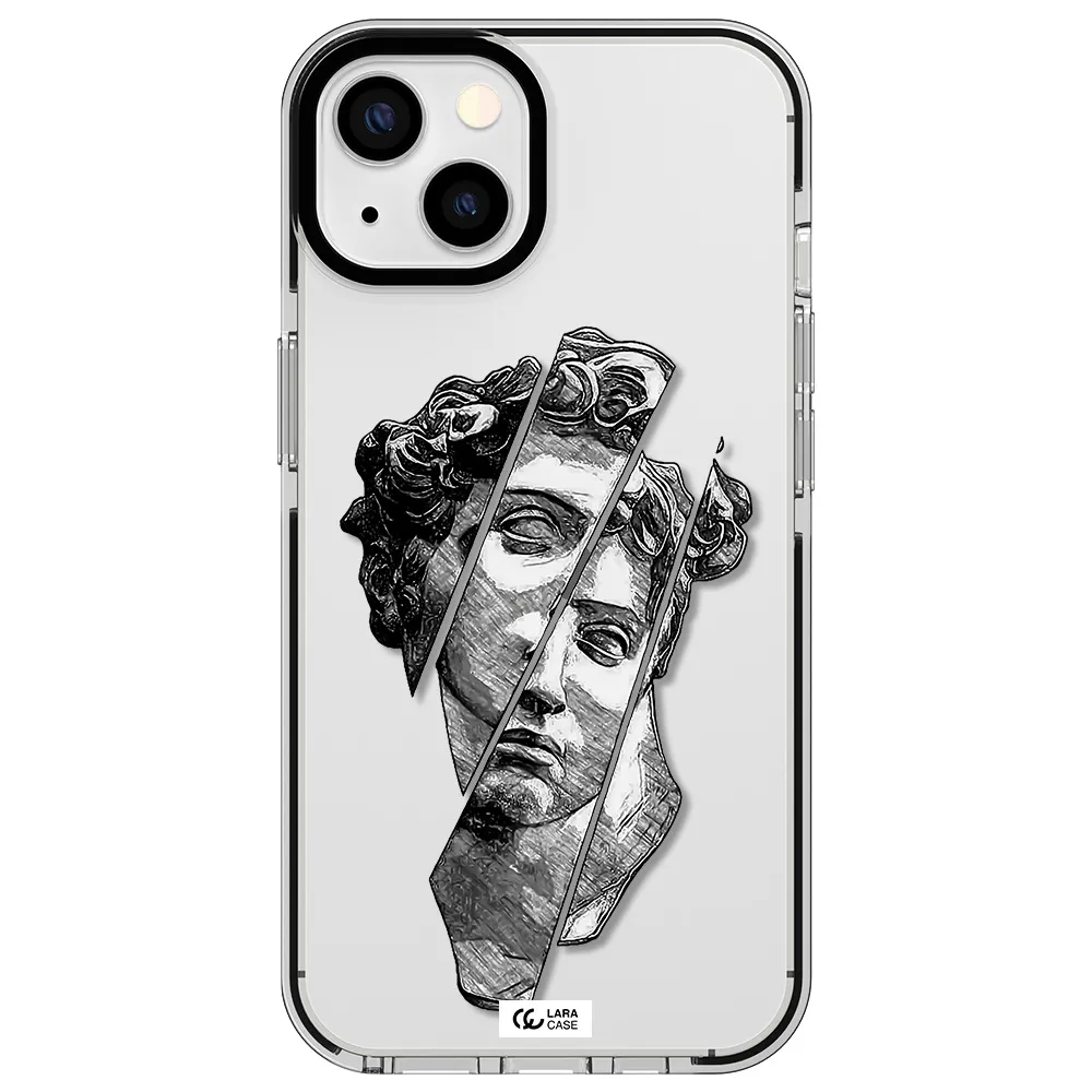 a drawing of a head of a man Apple iPhone 13 impact black border Case
