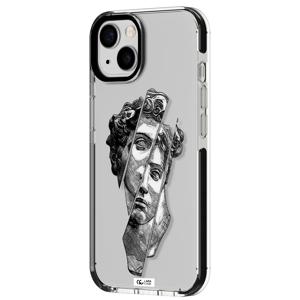 a drawing of a head of a man Apple iPhone 13 impact black border Case