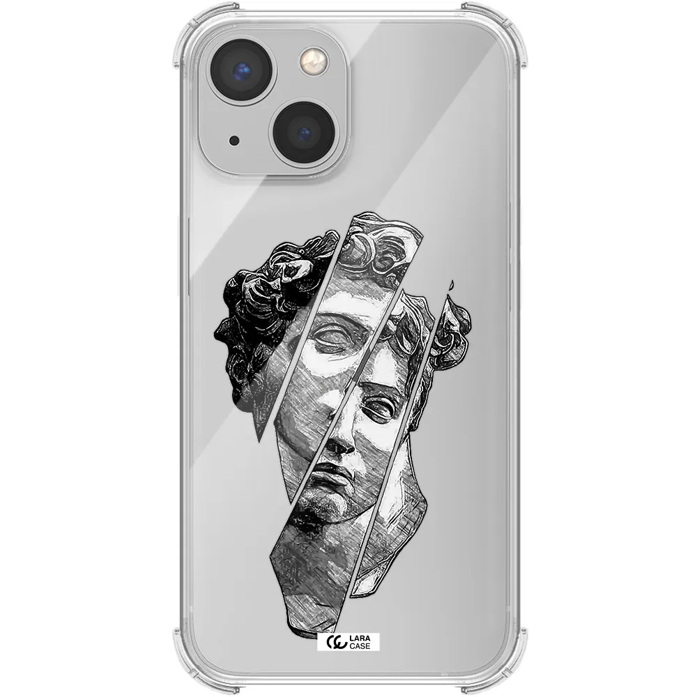 a drawing of a head of a man Apple iPhone 13 mini Clear PC Case