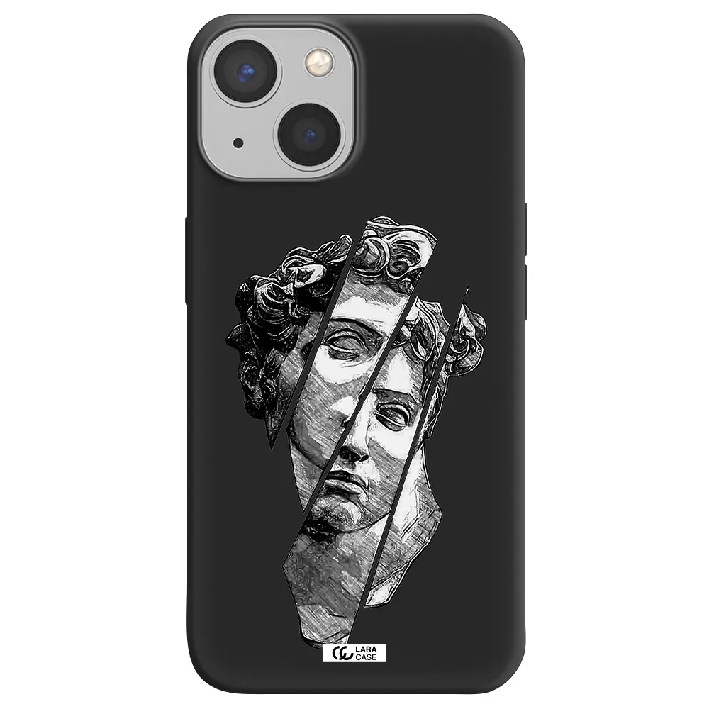 a drawing of a head of a man Apple iPhone 13 mini Silicone black Case