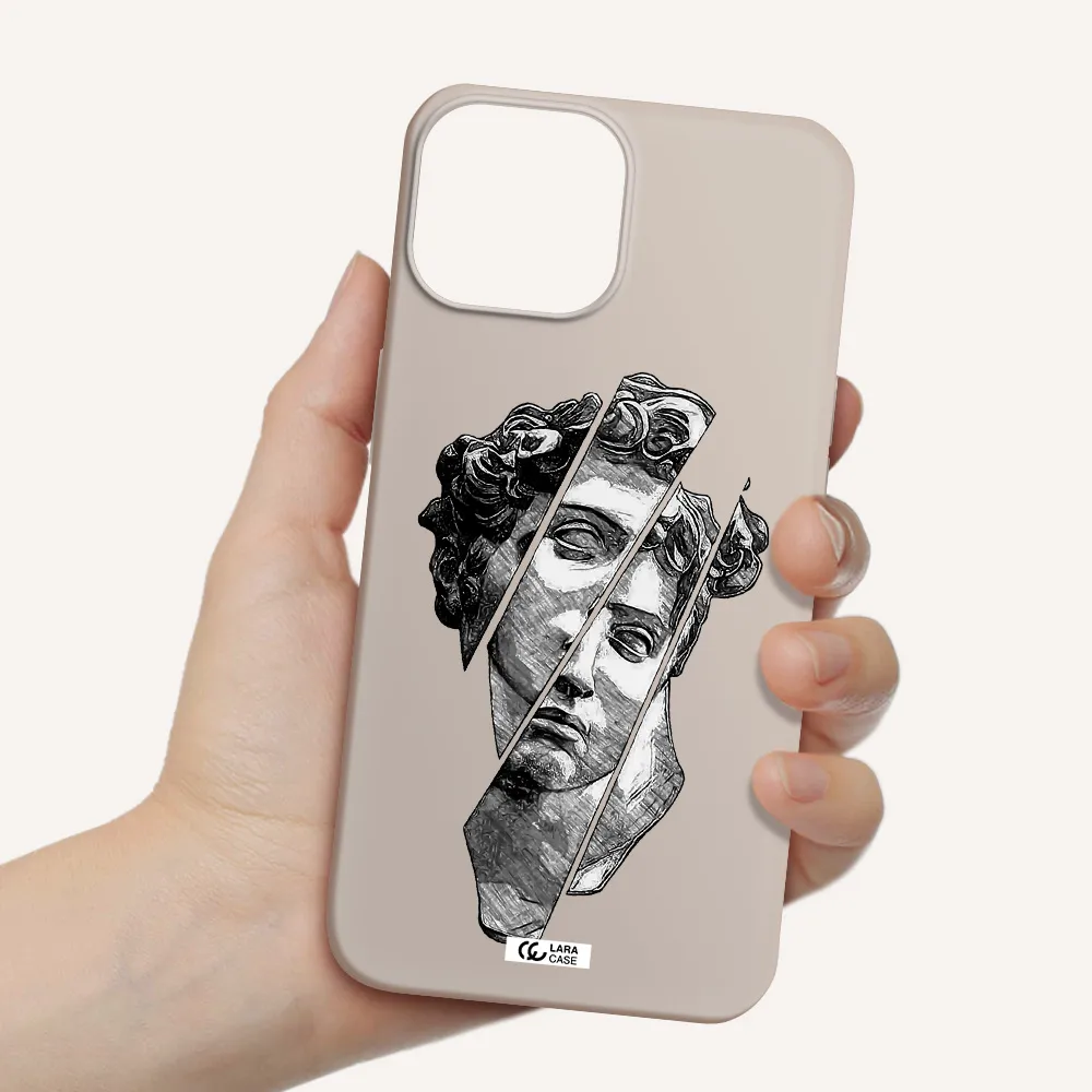 a drawing of a head of a man Apple iPhone 13 mini Silicone Stone Case