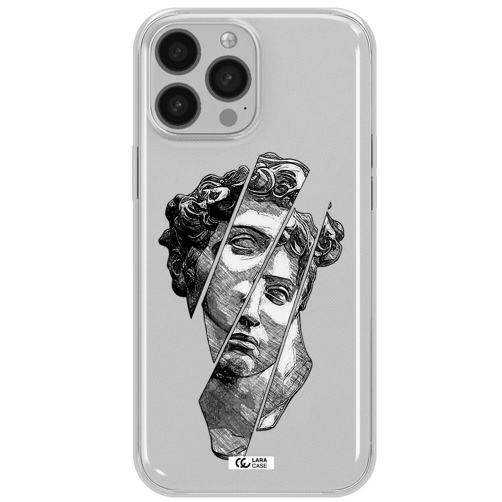 a drawing of a head of a man Apple iPhone 13 Pro Clear TPU Case