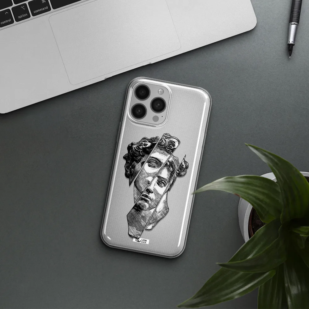 a drawing of a head of a man Apple iPhone 13 Pro Clear TPU Case