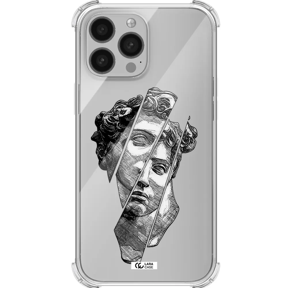 a drawing of a head of a man Apple iPhone 13 Pro Max Clear PC Case