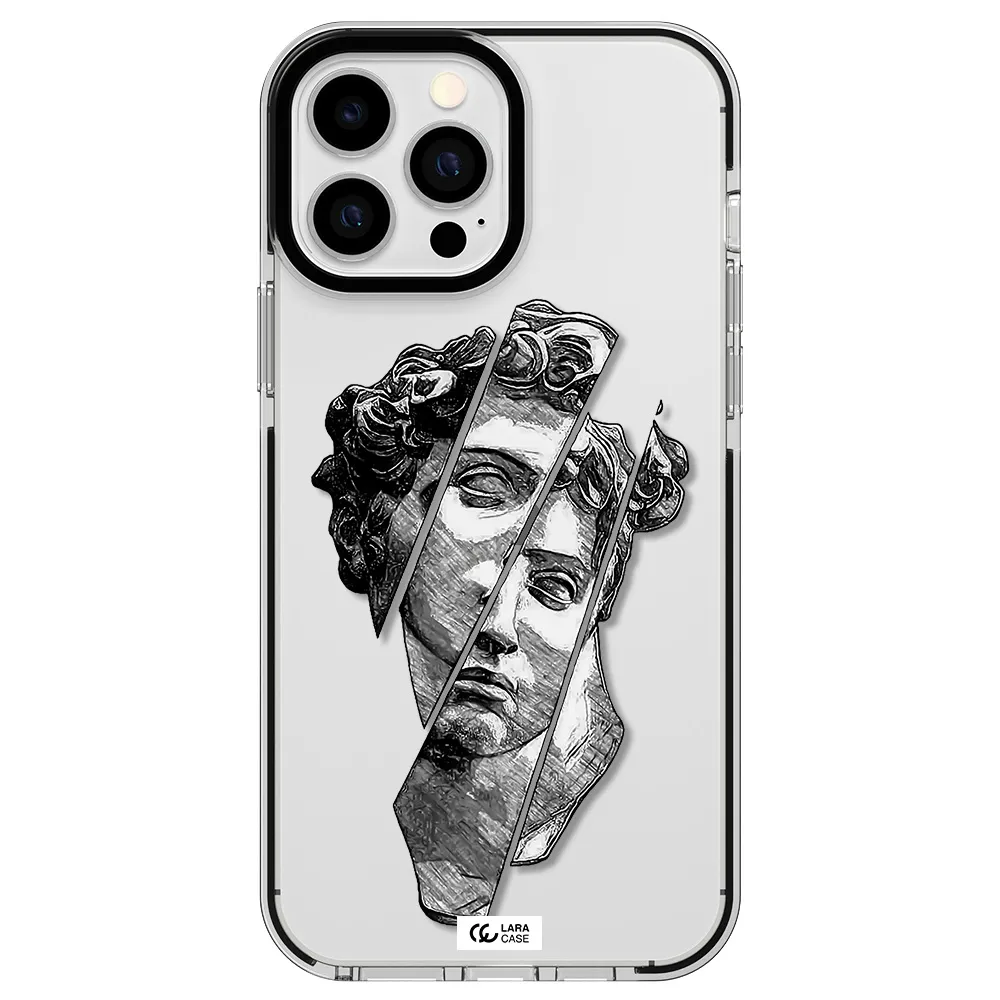a drawing of a head of a man Apple iPhone 13 Pro Max impact black border Case