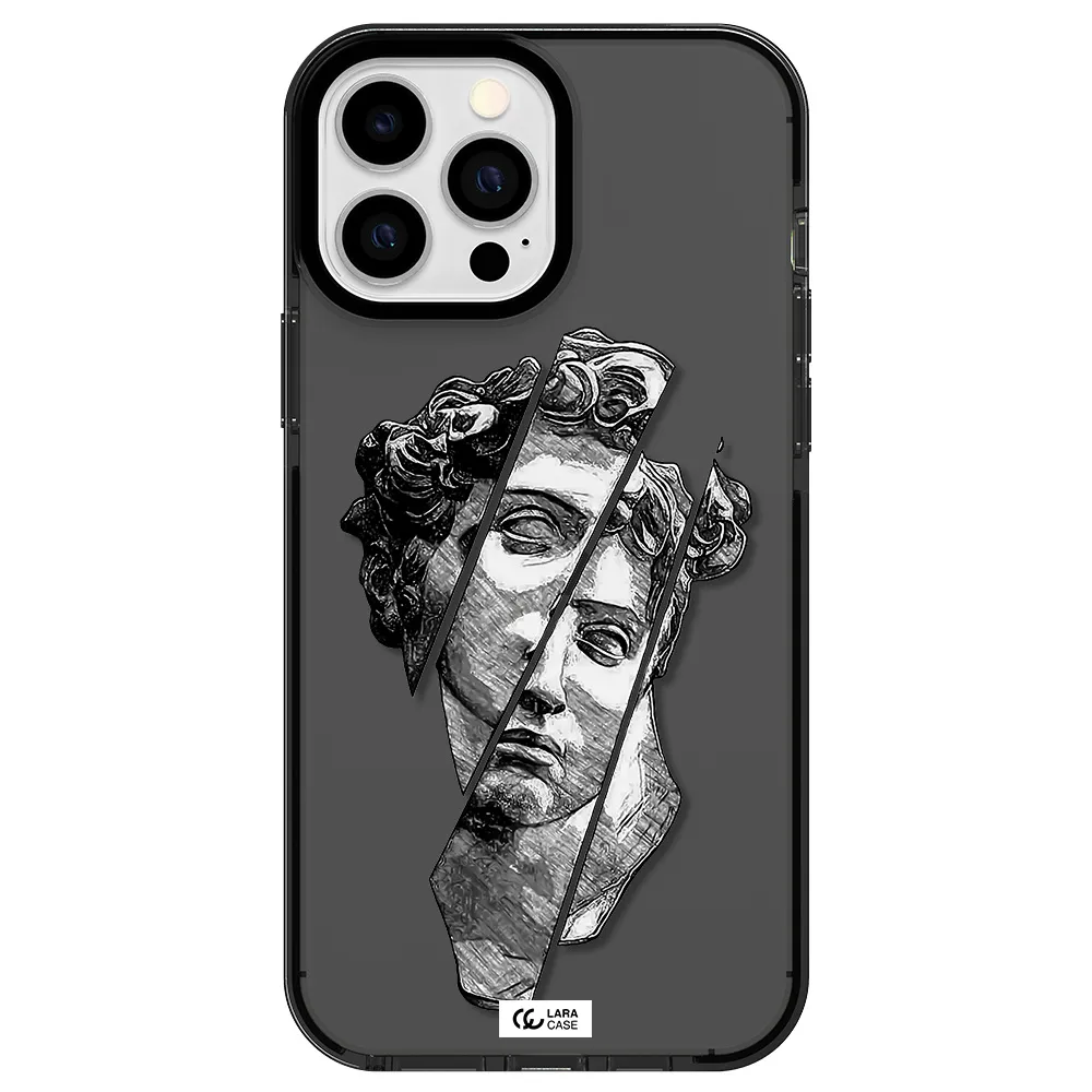 a drawing of a head of a man Apple iPhone 13 Pro Max impact Smoke Black Case