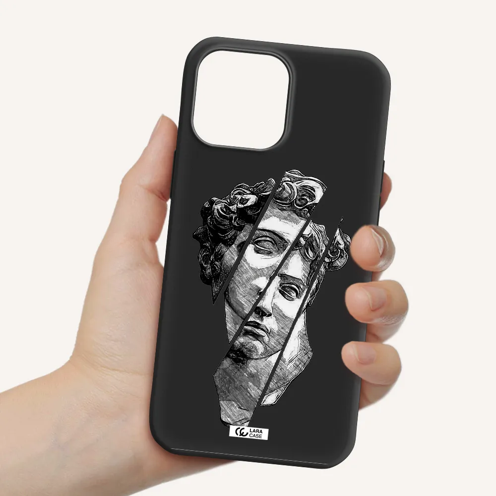 a drawing of a head of a man Apple iPhone 13 Pro Max Silicone black Case