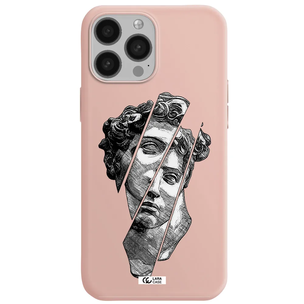 a drawing of a head of a man Apple iPhone 13 Pro Max Silicone pastel pink Case