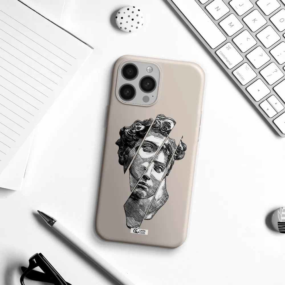 a drawing of a head of a man Apple iPhone 13 Pro Max Silicone Stone Case