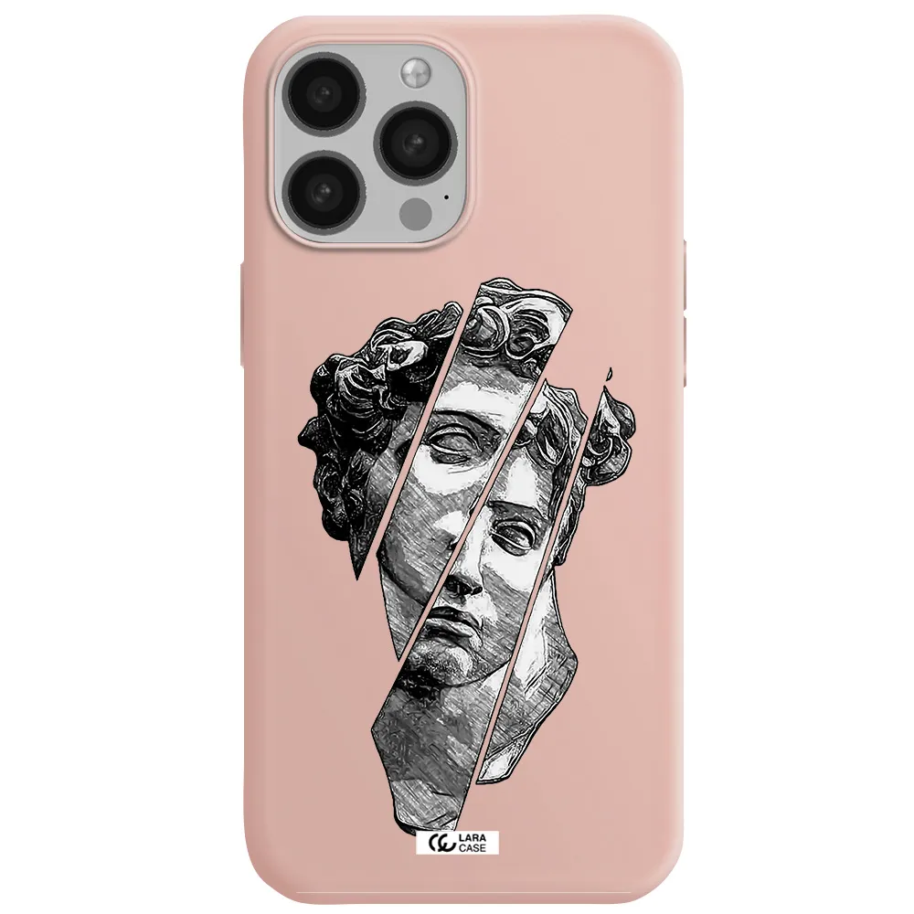a drawing of a head of a man Apple iPhone 13 Pro Silicone pastel pink Case