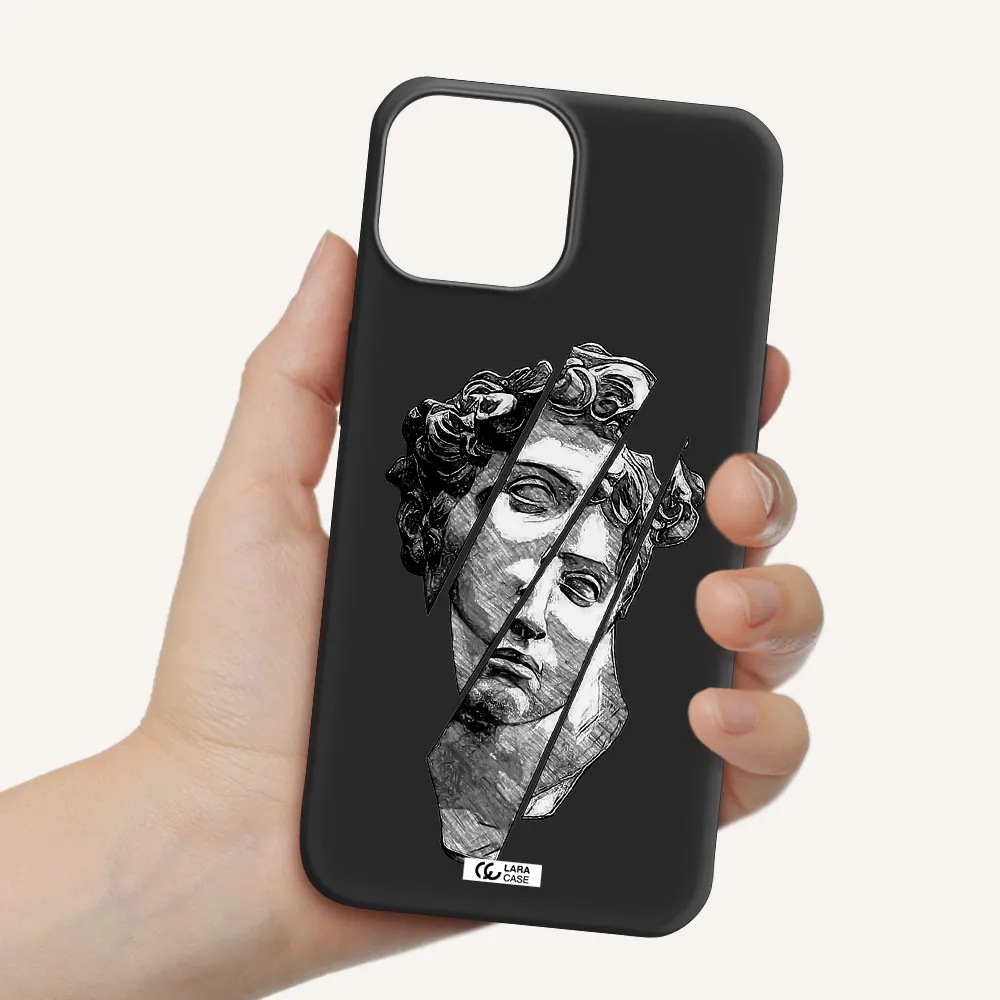 a drawing of a head of a man Apple iPhone 13 Silicone black Case