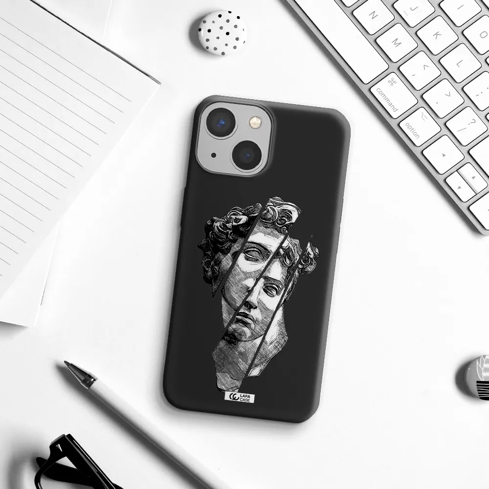 a drawing of a head of a man Apple iPhone 13 Silicone black Case