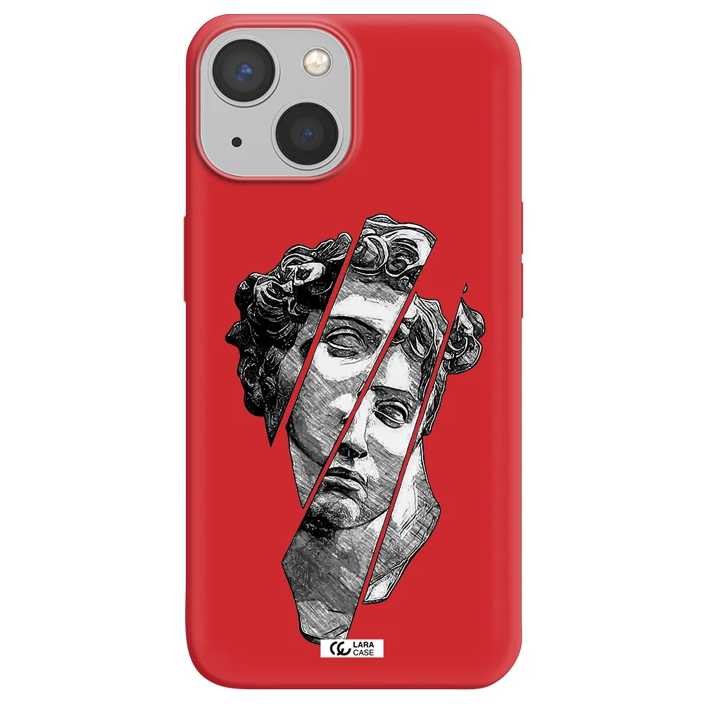 a drawing of a head of a man Apple iPhone 13 Silicone Imperial Red Case