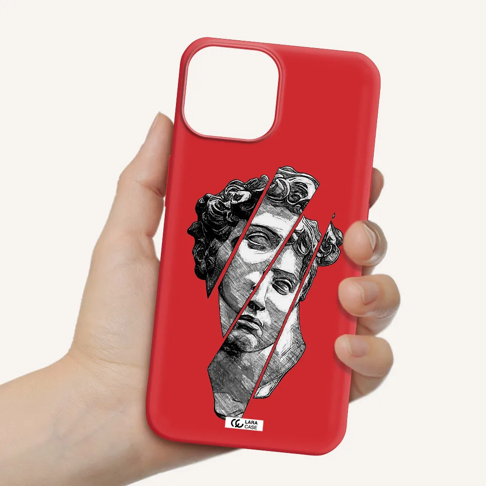 a drawing of a head of a man Apple iPhone 13 Silicone Imperial Red Case