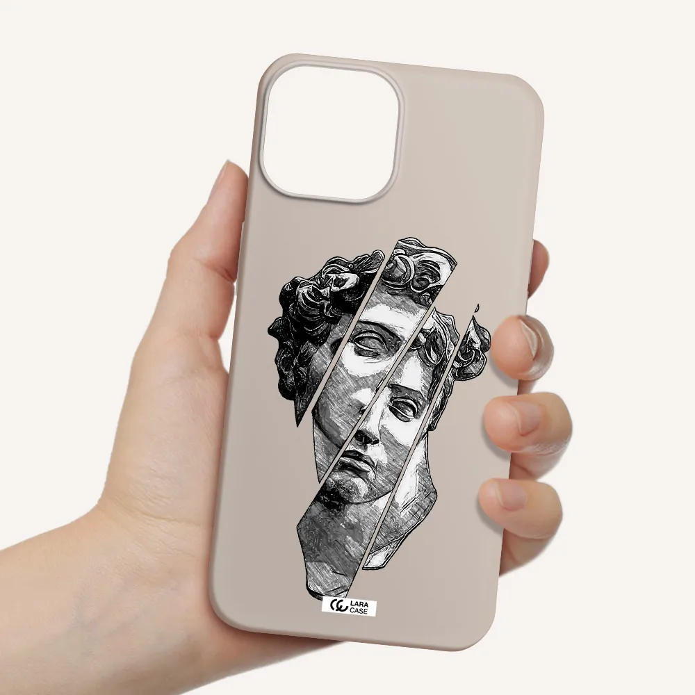 a drawing of a head of a man Apple iPhone 13 Silicone Stone Case