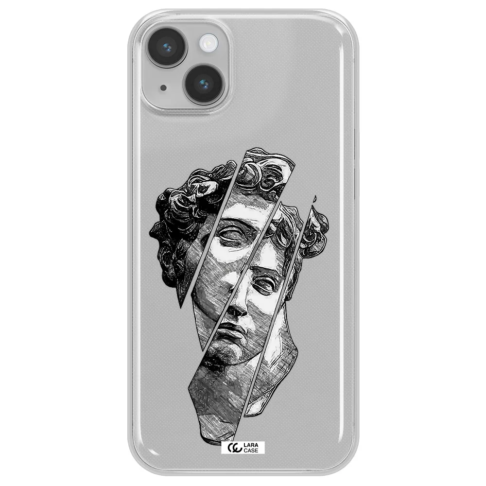 a drawing of a head of a man Apple iPhone 14 Clear TPU Case