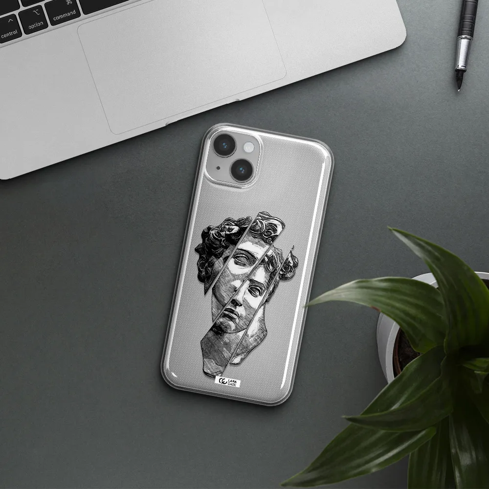 a drawing of a head of a man Apple iPhone 14 Clear TPU Case