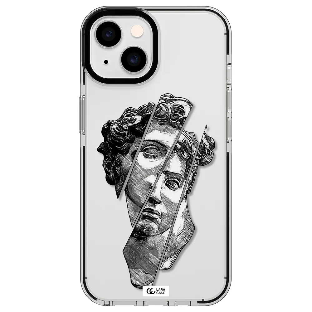 a drawing of a head of a man Apple iPhone 14 impact black border Case