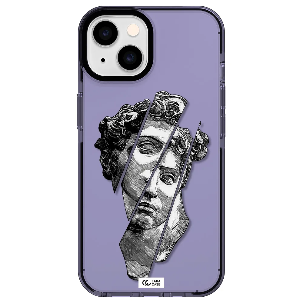 a drawing of a head of a man Apple iPhone 14 impact Lilac Case