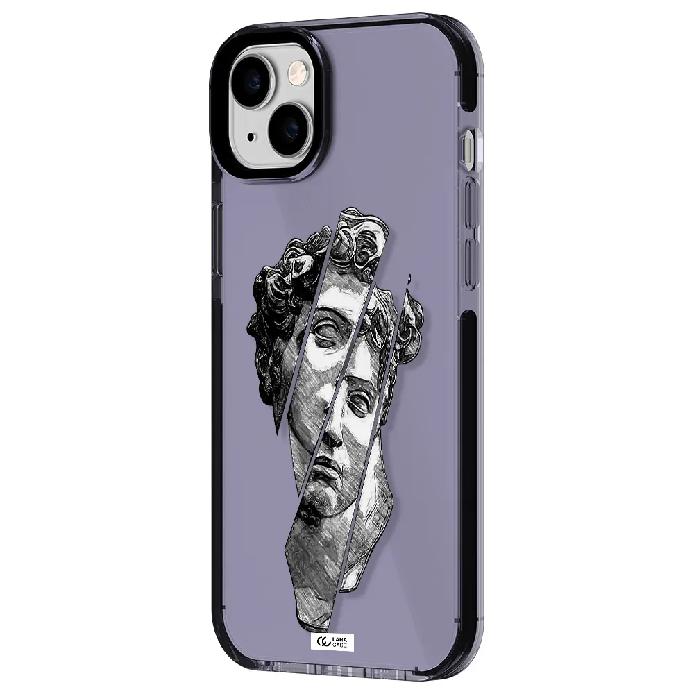 a drawing of a head of a man Apple iPhone 14 plus impact Lilac Case