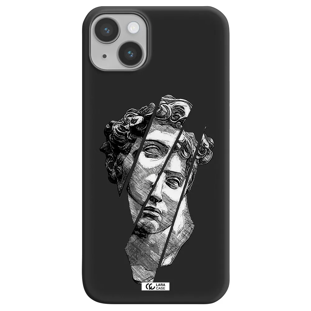 a drawing of a head of a man Apple iPhone 14 plus Silicone black Case