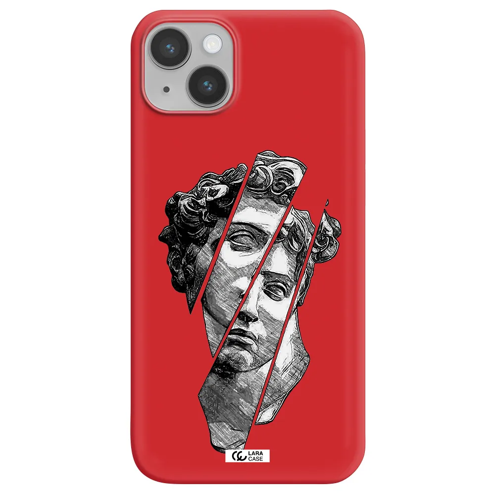 a drawing of a head of a man Apple iPhone 14 plus Silicone Imperial Red Case