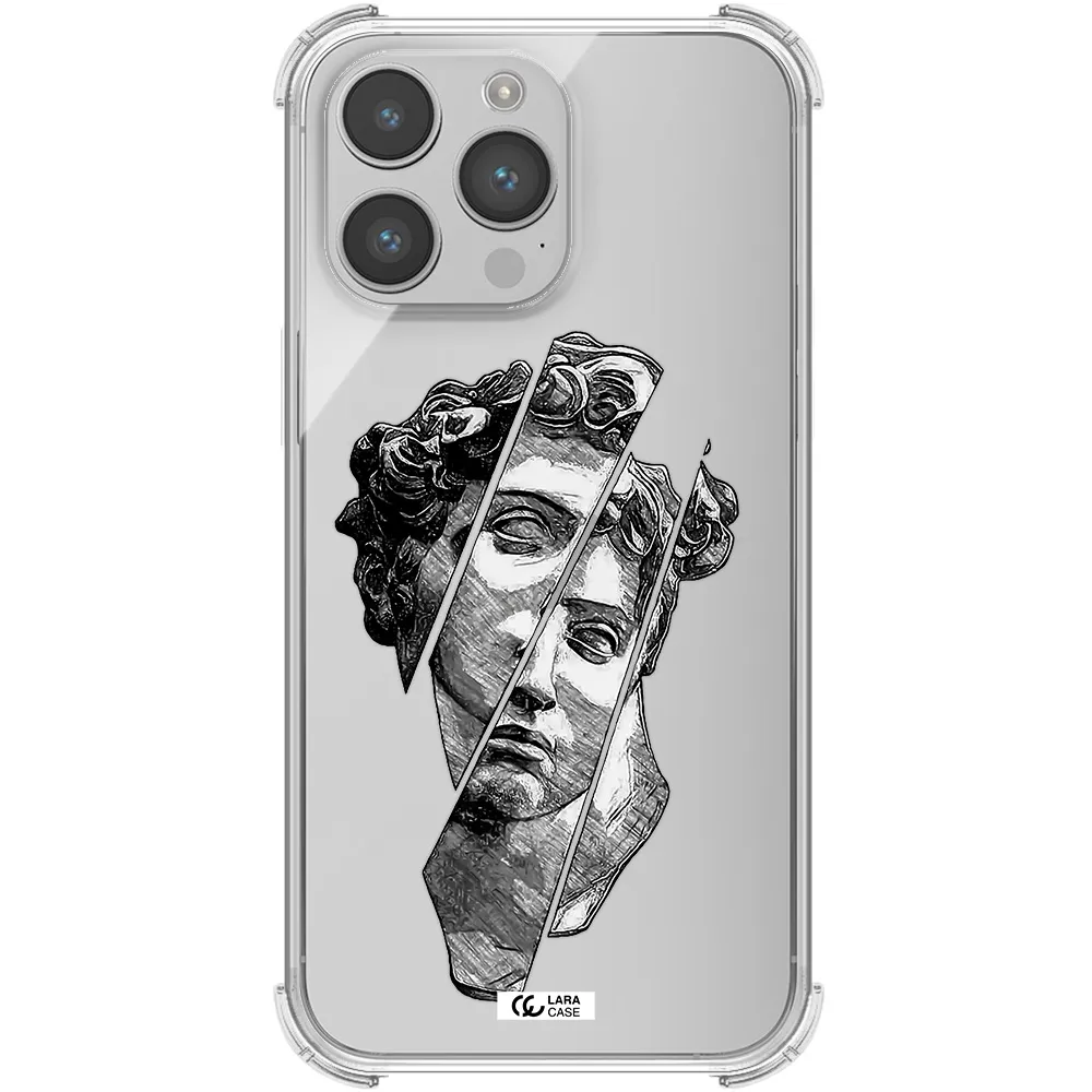 a drawing of a head of a man Apple iPhone 14 pro Clear PC Case