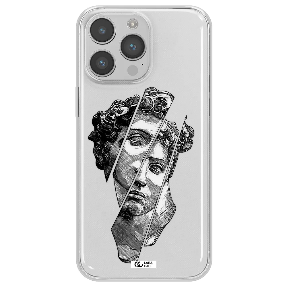 a drawing of a head of a man Apple iPhone 14 pro Clear TPU Case