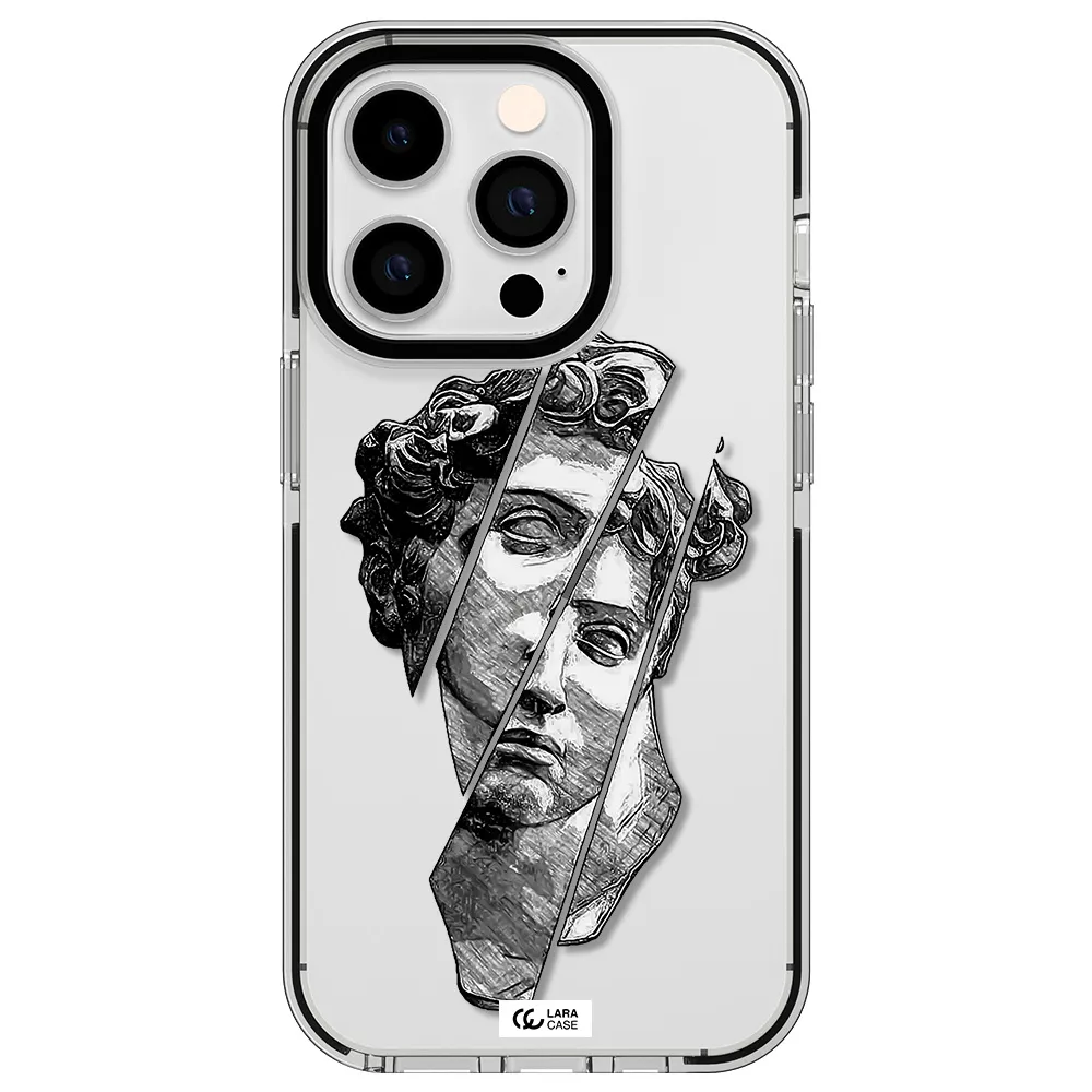a drawing of a head of a man Apple iPhone 14 pro impact black border Case
