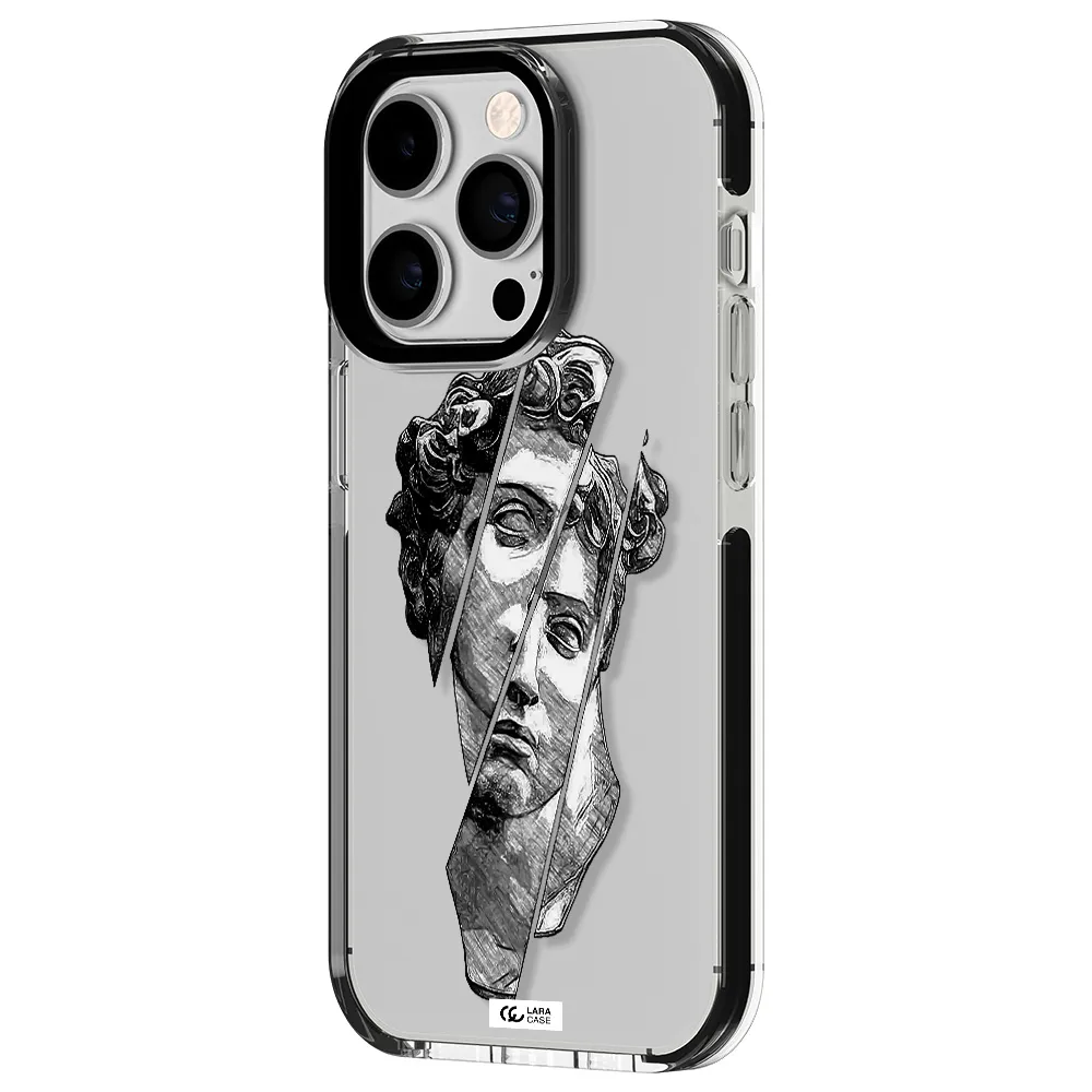 a drawing of a head of a man Apple iPhone 14 pro impact black border Case