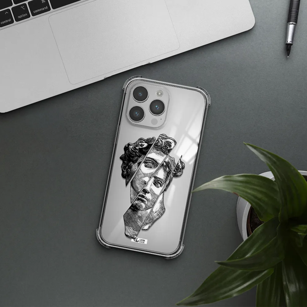 a drawing of a head of a man Apple iPhone 14 pro max Clear PC Case