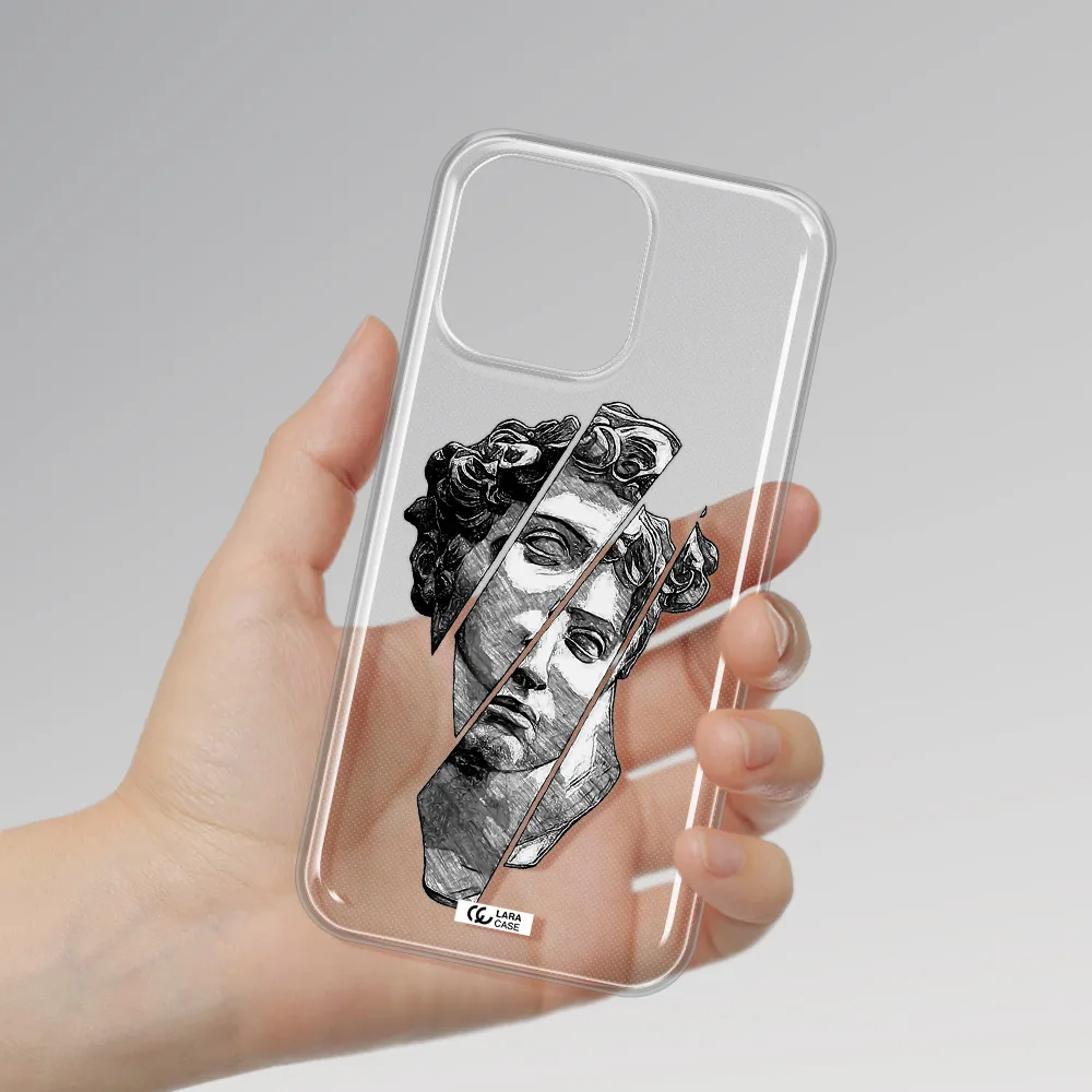 a drawing of a head of a man Apple iPhone 14 pro max Clear TPU Case