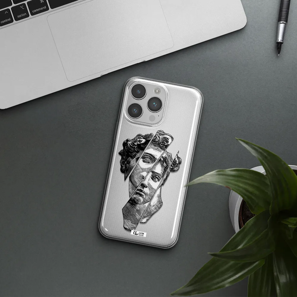 a drawing of a head of a man Apple iPhone 14 pro max Clear TPU Case