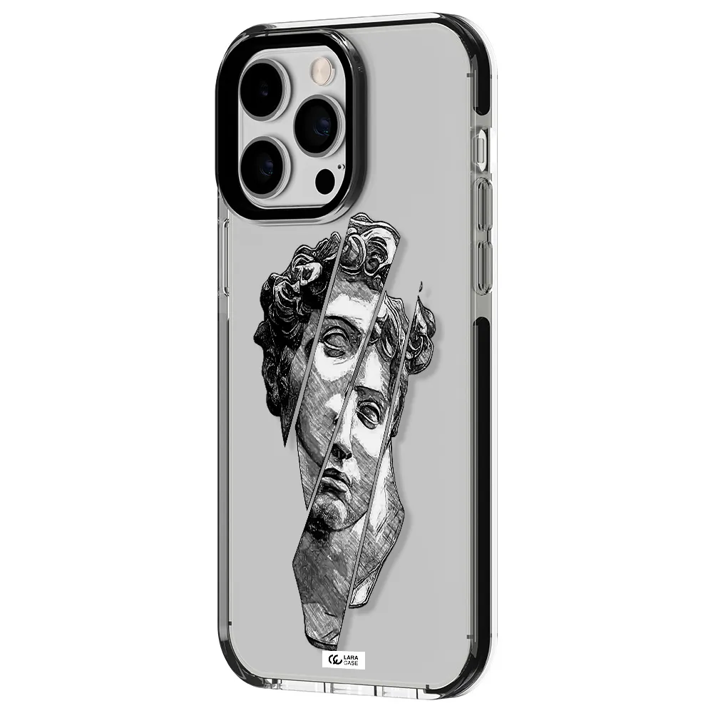 a drawing of a head of a man Apple iPhone 14 pro max impact black border Case