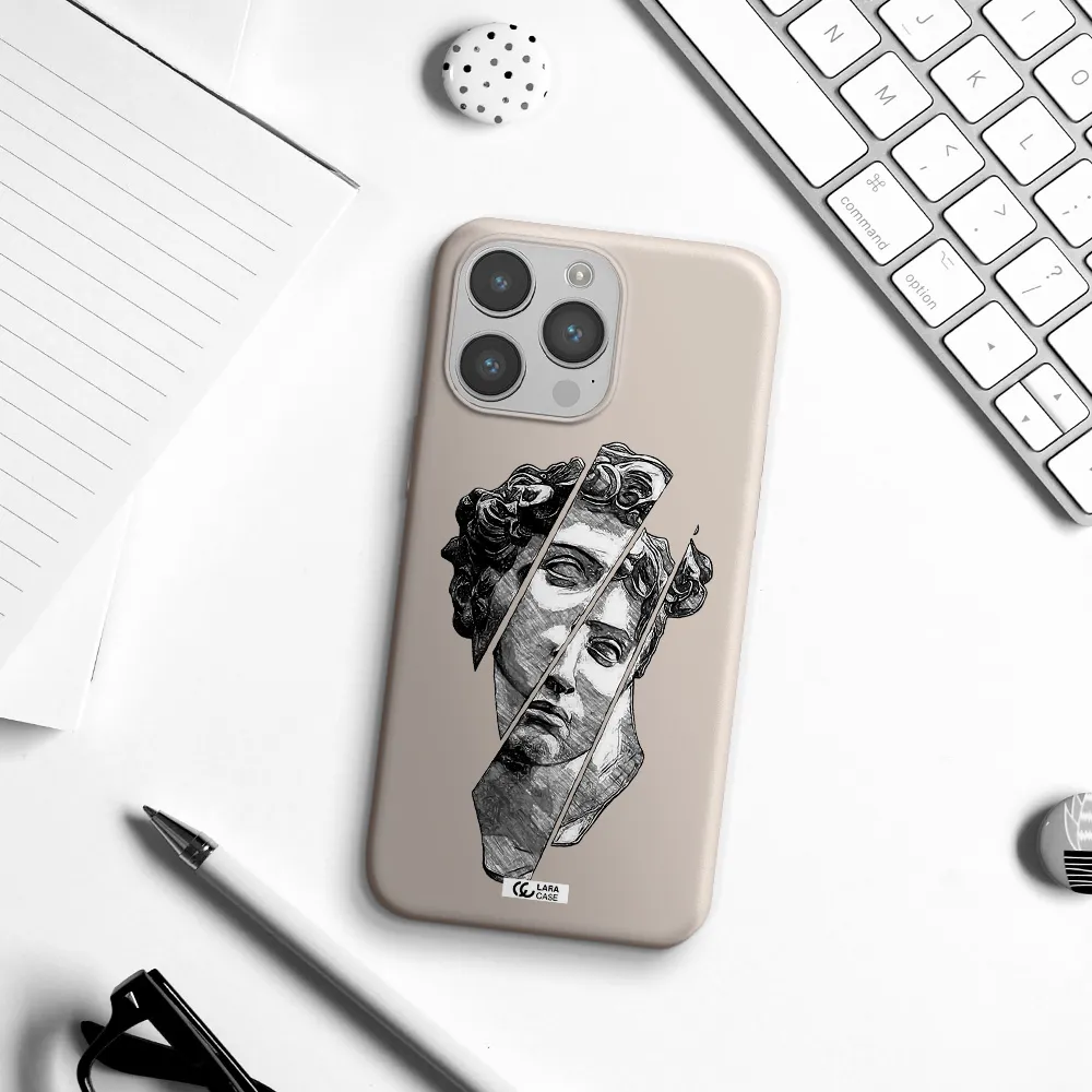 a drawing of a head of a man Apple iPhone 14 pro max Silicone Stone Case