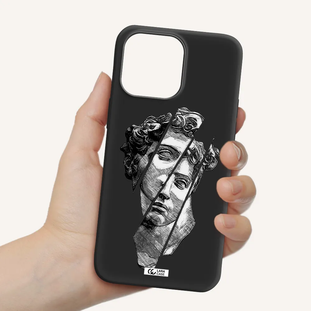 a drawing of a head of a man Apple iPhone 14 pro Silicone black Case