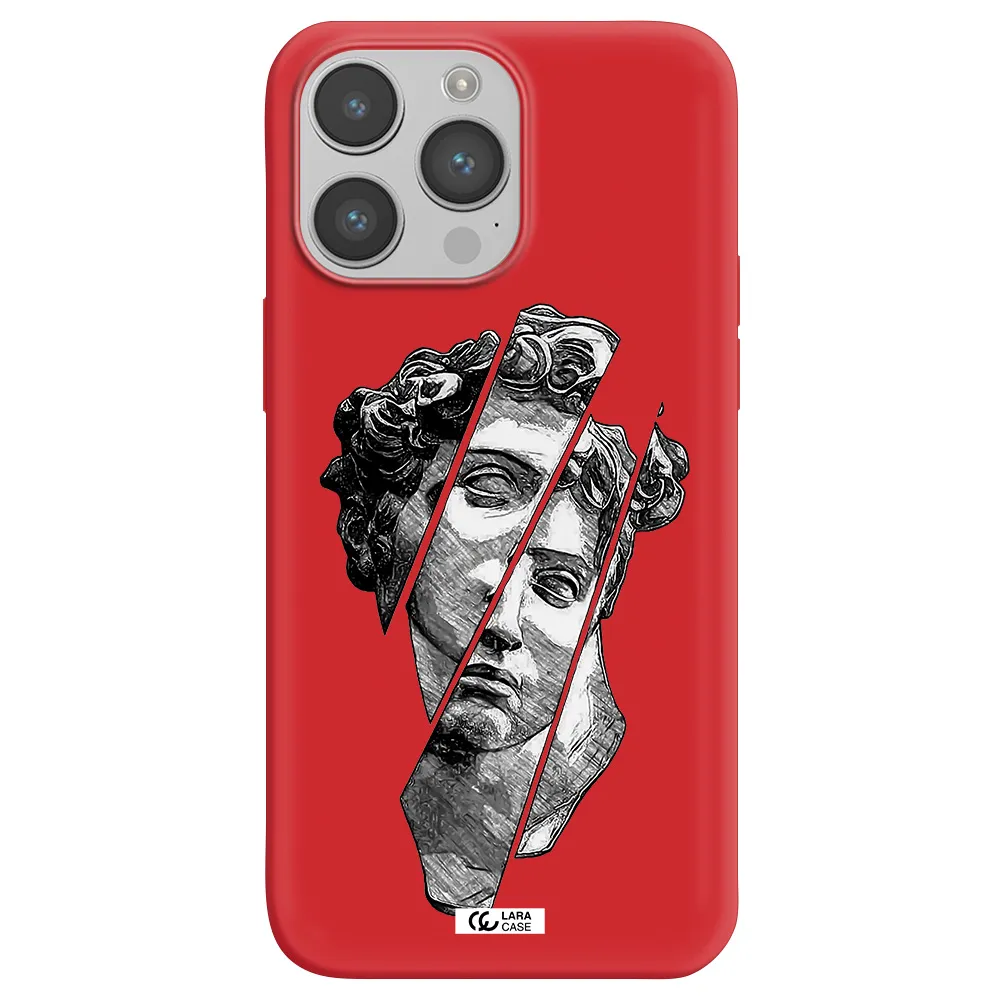 a drawing of a head of a man Apple iPhone 14 pro Silicone Imperial Red Case