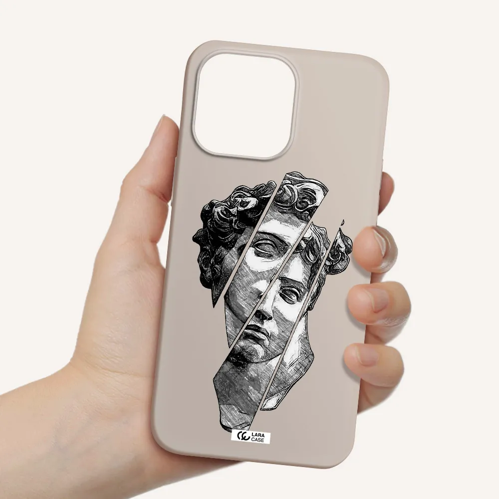 a drawing of a head of a man Apple iPhone 14 pro Silicone Stone Case