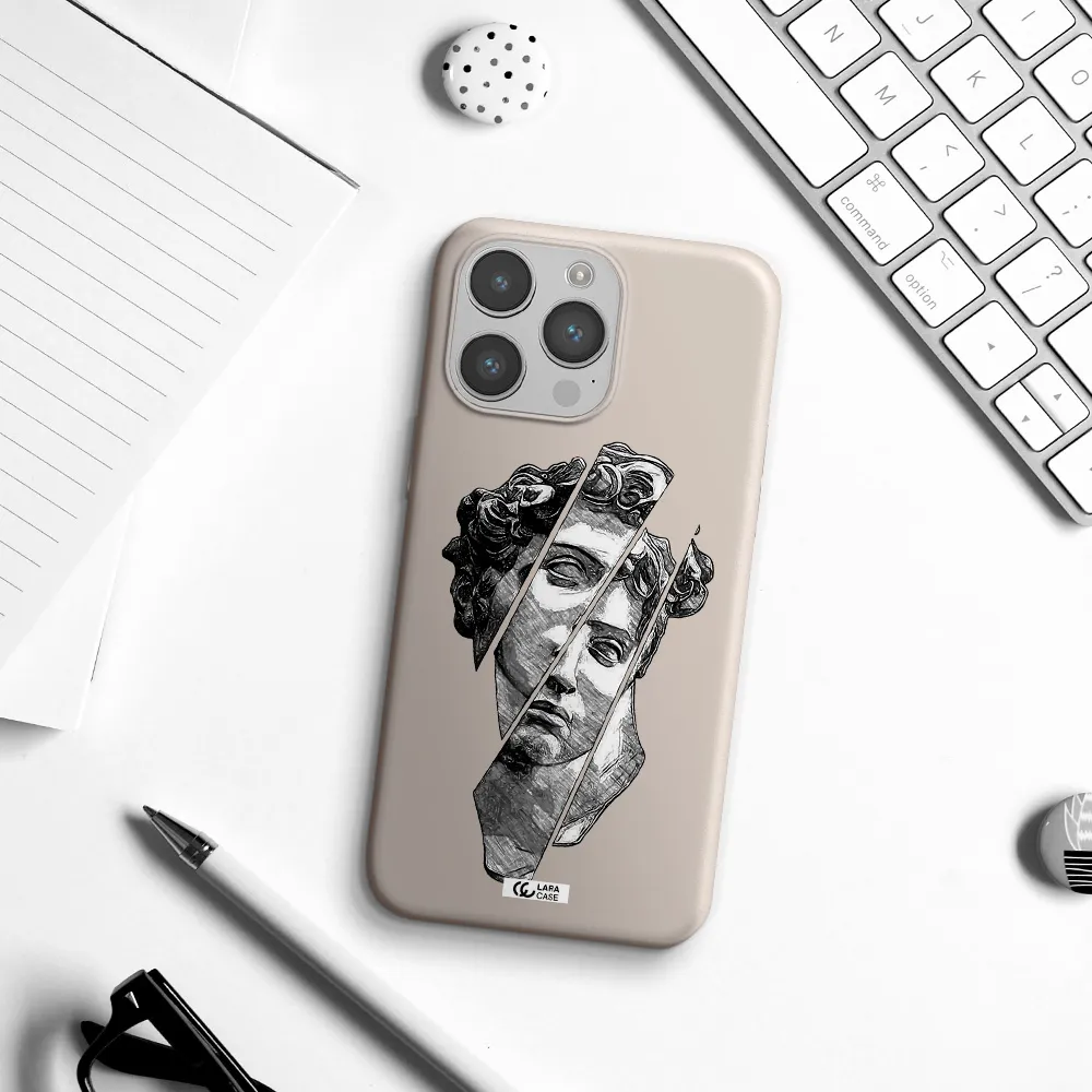 a drawing of a head of a man Apple iPhone 14 pro Silicone Stone Case