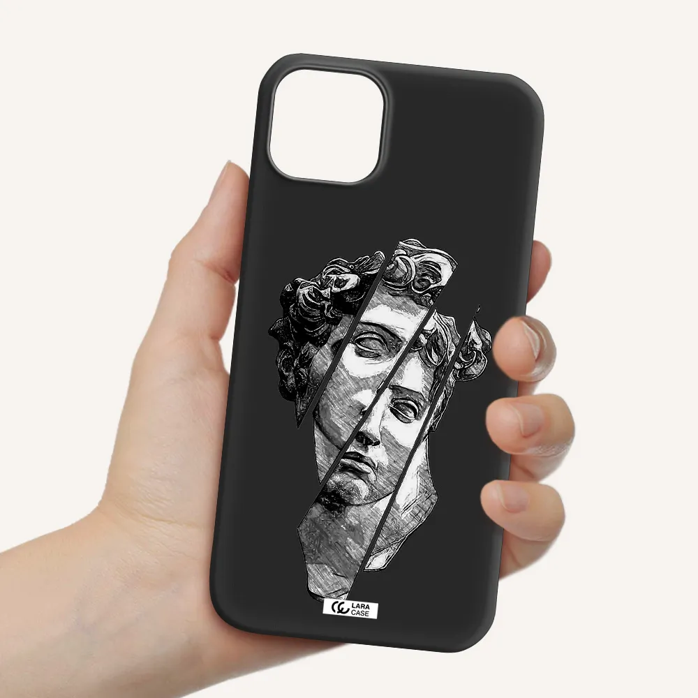 a drawing of a head of a man Apple iPhone 14 Silicone black Case
