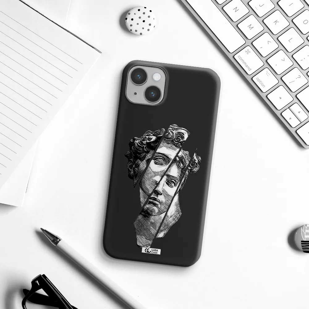 a drawing of a head of a man Apple iPhone 14 Silicone black Case