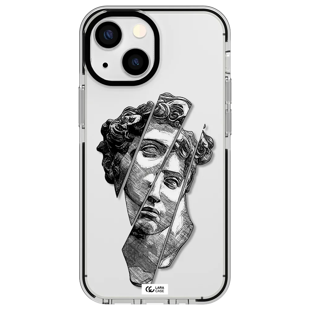 a drawing of a head of a man Apple iPhone 15 impact black border Case