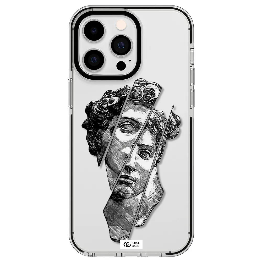 a drawing of a head of a man Apple iPhone 15 Pro Max impact black border Case