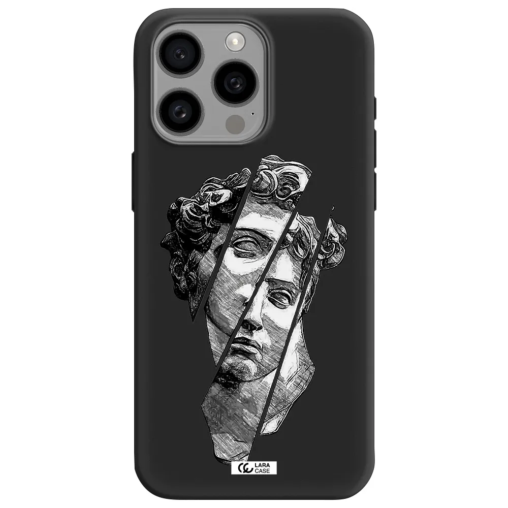a drawing of a head of a man Apple Iphone 15 Pro max Silicone black Case