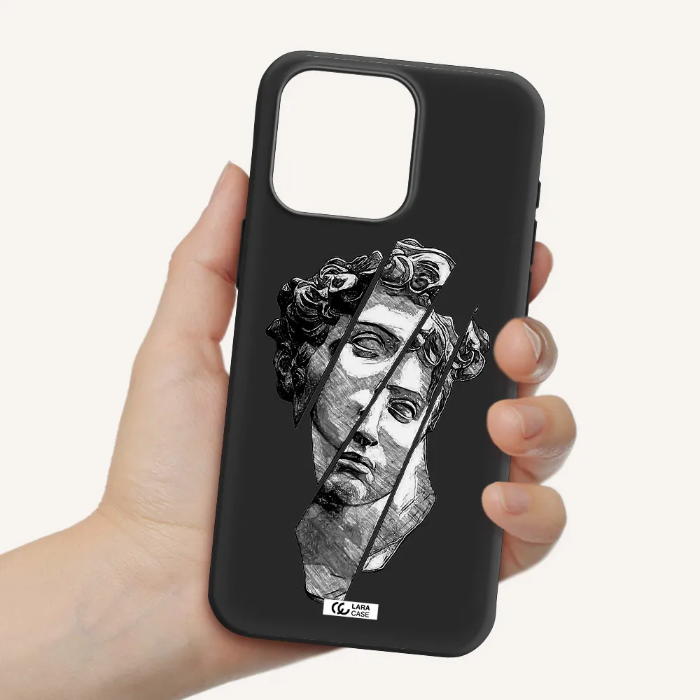 a drawing of a head of a man Apple Iphone 15 Pro max Silicone black Case