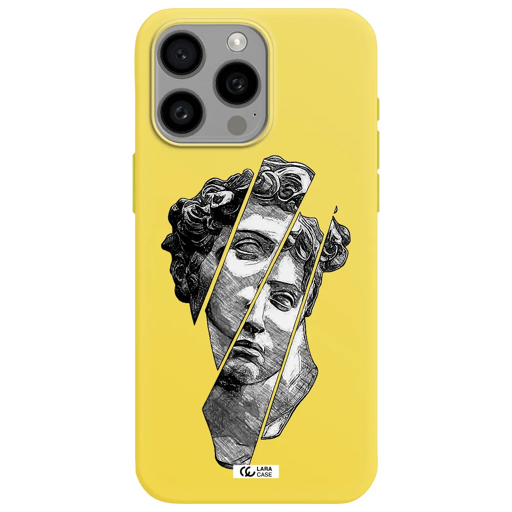 a drawing of a head of a man Apple Iphone 15 Pro max Silicone canary yellow Case