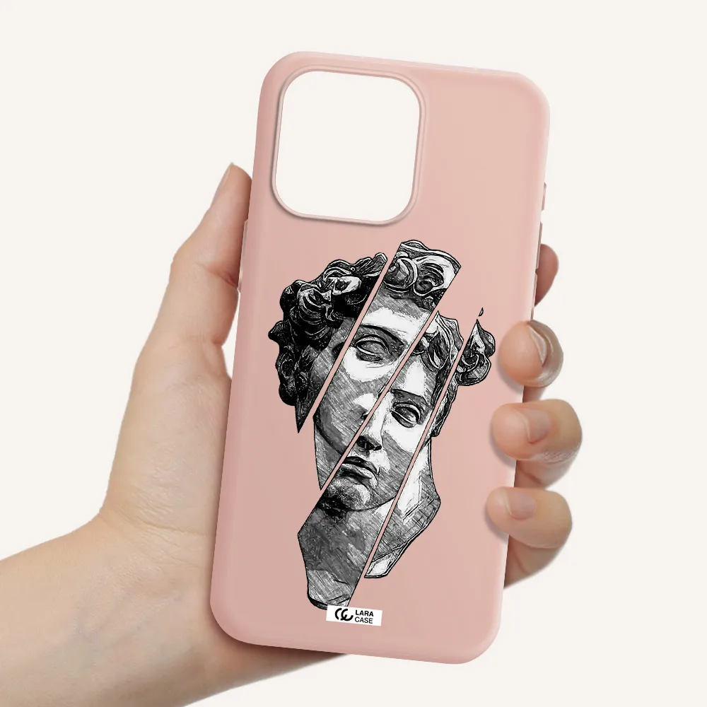 a drawing of a head of a man Apple Iphone 15 Pro max Silicone pastel pink Case
