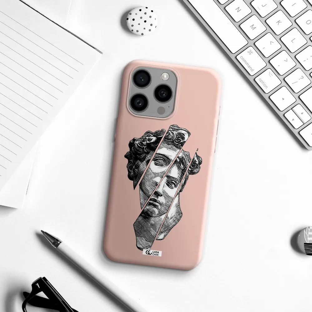 a drawing of a head of a man Apple Iphone 15 Pro max Silicone pastel pink Case