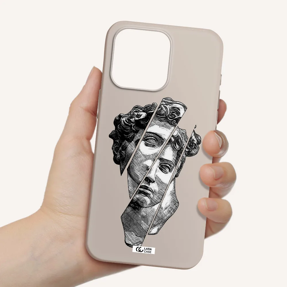 a drawing of a head of a man Apple Iphone 15 Pro max Silicone Stone Case
