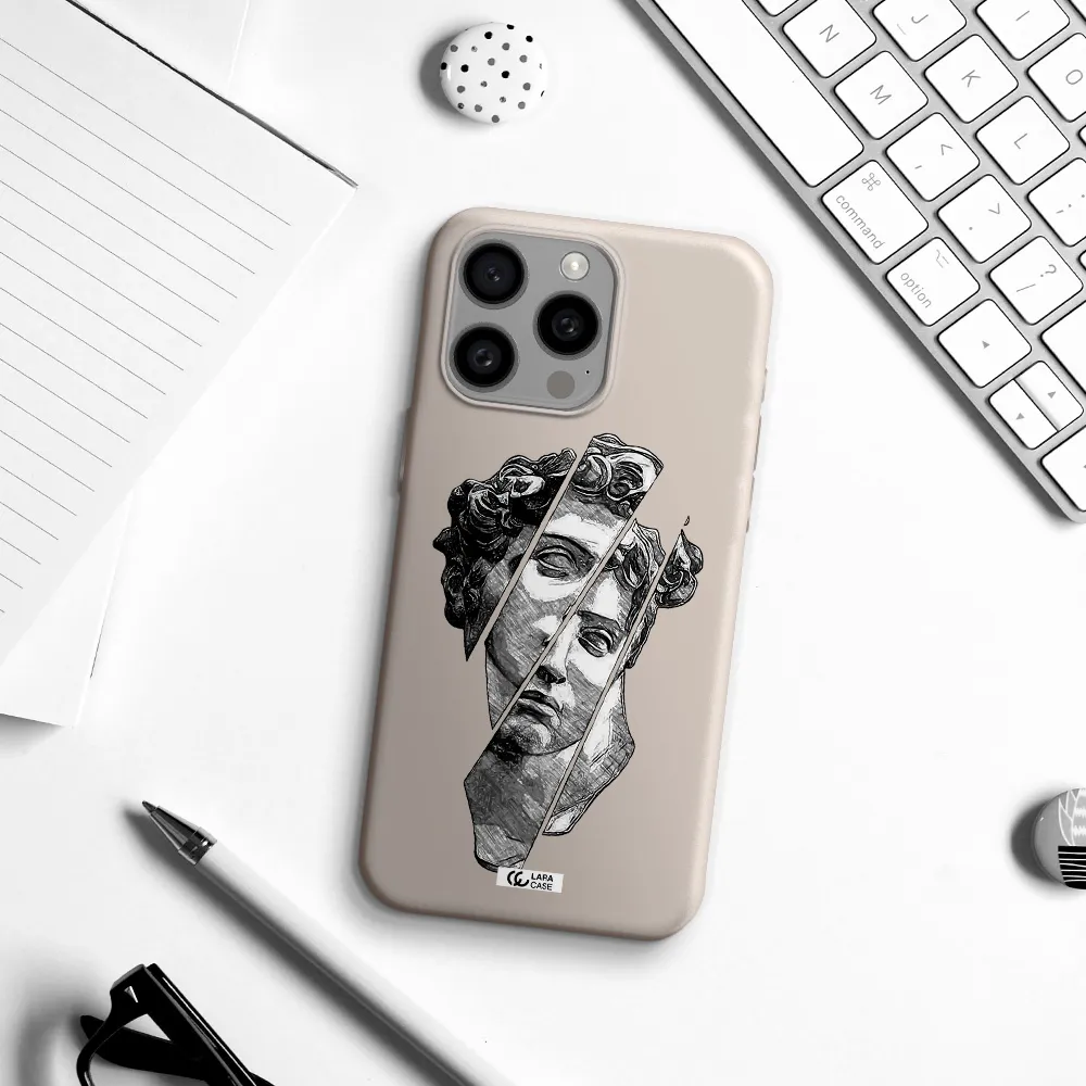 a drawing of a head of a man Apple Iphone 15 Pro max Silicone Stone Case